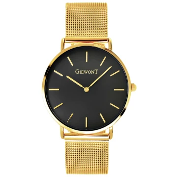 Zegarek damski Giewont GW1970-2 na bransolecie złotej, czarna tarcza Zegarek damski Giewont GW1970-2 na bransolecie złotej, czarna tarcza
