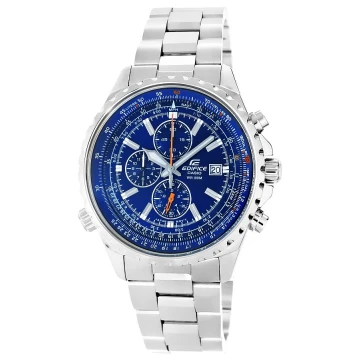 Zegarek męski Casio Edifice EF-527D-2AVUEF na srebrnej bransolecie, niebieska tarcza