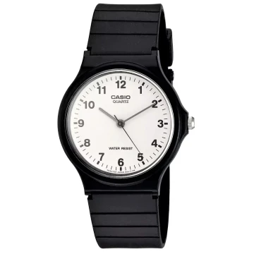 Zegarek uniseks Casio MQ-24-7BLLEG na czarnym pasku, biała tarcza