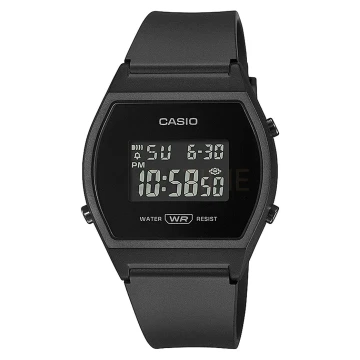 Zegarek damski Casio LW-204-1BEF na czarnym pasku, czarny wyświetlacz