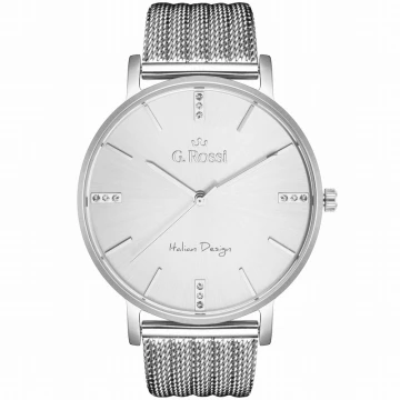 Zegarek damski G.Rossi 10401B3-3C1 na bransolecie srebrnej, srebrna tarcza