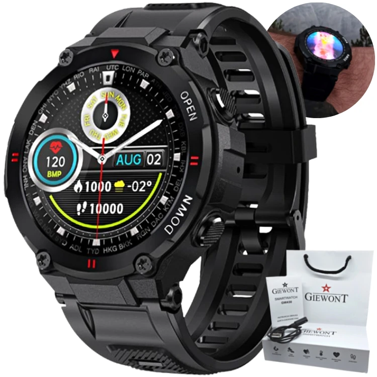 Smartwatch męski Giewont GW430-1 na pasku czarnym Smartwatch męski Giewont GW430-1 na pasku czarnym