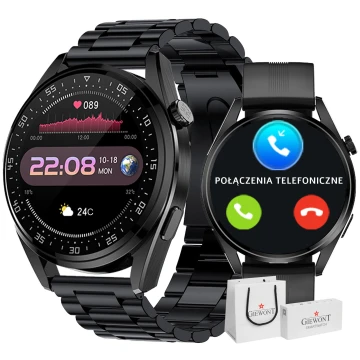Smartwatch męski Giewont GW450-1 – czarna bransoleta + czarny pasek silikonowy Smartwatch męski Giewont GW450-1 – czarna bransoleta + czarny pasek silikonowy