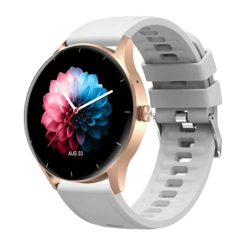 Smartwatch damski Gravity GT2-5 na pasku szarym, czarna tarcza