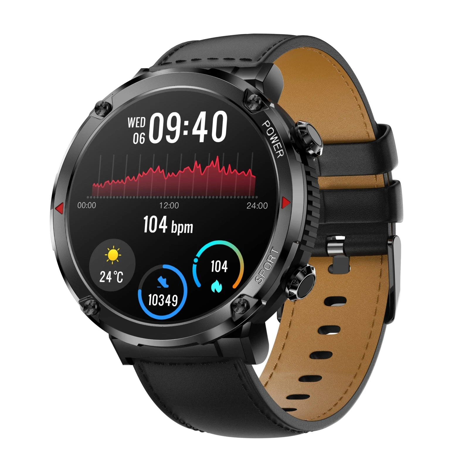 Smartwatch męski Gravity GT21-3 - czarny pasek z eko skóry + czarny pasek silikonowy - zdjęcie 2 Smartwatch męski Gravity GT21-3 - czarny pasek z eko skóry + czarny pasek silikonowy - zdjęcie 2