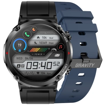 Smartwatch męski Gravity GT21-5 - czarny pasek silikonowy + granatowy pasek silikonowy