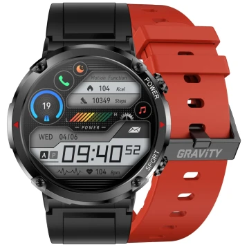 Smartwatch męski Gravity GT21-6 - czarny pasek silikonowy + czerwony pasek silikonowy