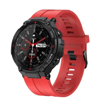 Smartwatch męski Gravity GT7-5 na pasku czerwonym, czarna tarcza