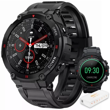 Smartwatch męski Gravity GT7-1 na pasku czarnym, czarna tarcza