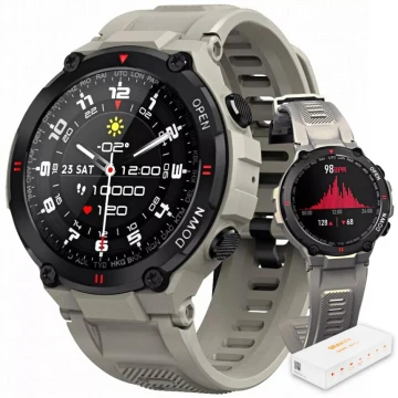 Smartwatch męski Gravity GT7-4 na pasku szarym, czarna tarcza