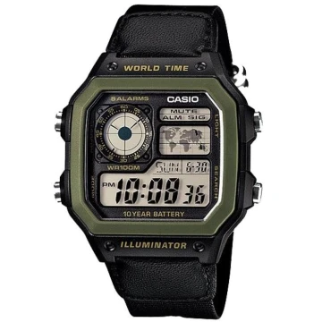 Zegarek męski Casio AE-1200WHB-1BVDF na czarnym pasku, czarny wyświetlacz