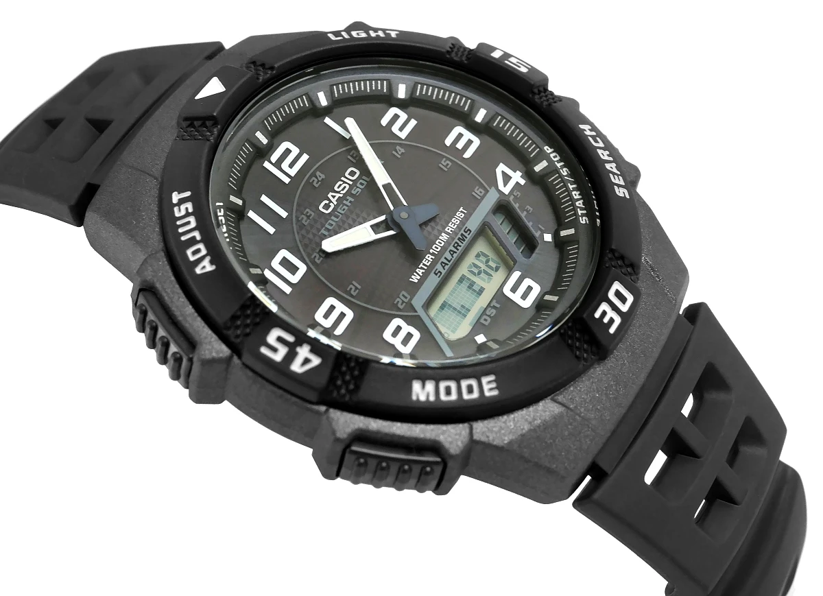 Zegarek męski Casio AQ-S800W-1BVEF na czarnym pasku, czarna tarcza - zdjęcie 2 Zegarek męski Casio AQ-S800W-1BVEF na czarnym pasku, czarna tarcza - zdjęcie 2