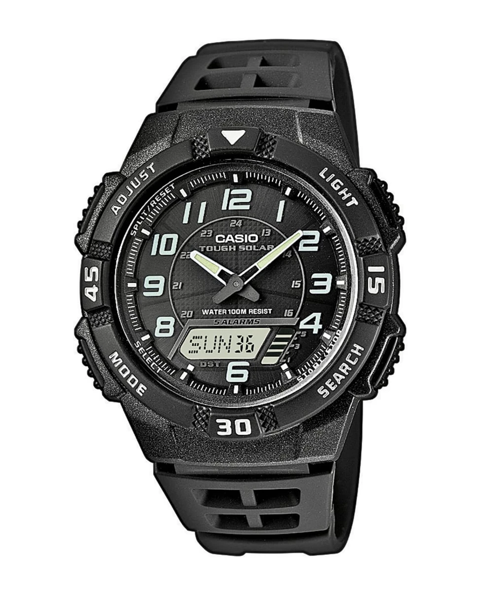 Zegarek męski Casio AQ-S800W-1BVEF na czarnym pasku, czarna tarcza Zegarek męski Casio AQ-S800W-1BVEF na czarnym pasku, czarna tarcza