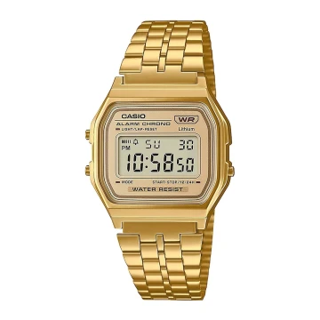 Zegarek uniseks Casio Vintage A158WETG-9AEF na złotej bransolecie, złota tarcza