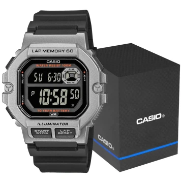 Zegarek męski Casio WS-1400H-1BVEF na czarnym pasku, czarny wyświetlacz