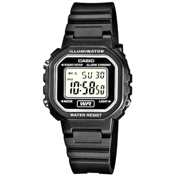 Zegarek damski Casio LA-20WH-1ADF na pasku czarnym, czarny wyświetlacz
