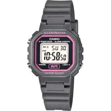 Zegarek damski Casio LA-20WH-8ADF na pasku szarym, grafitowy wyświetlacz