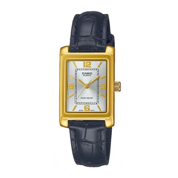 Zegarek damski Casio LTP-1234PGL-7A2EF na pasku czarnym, srebrna tarcza