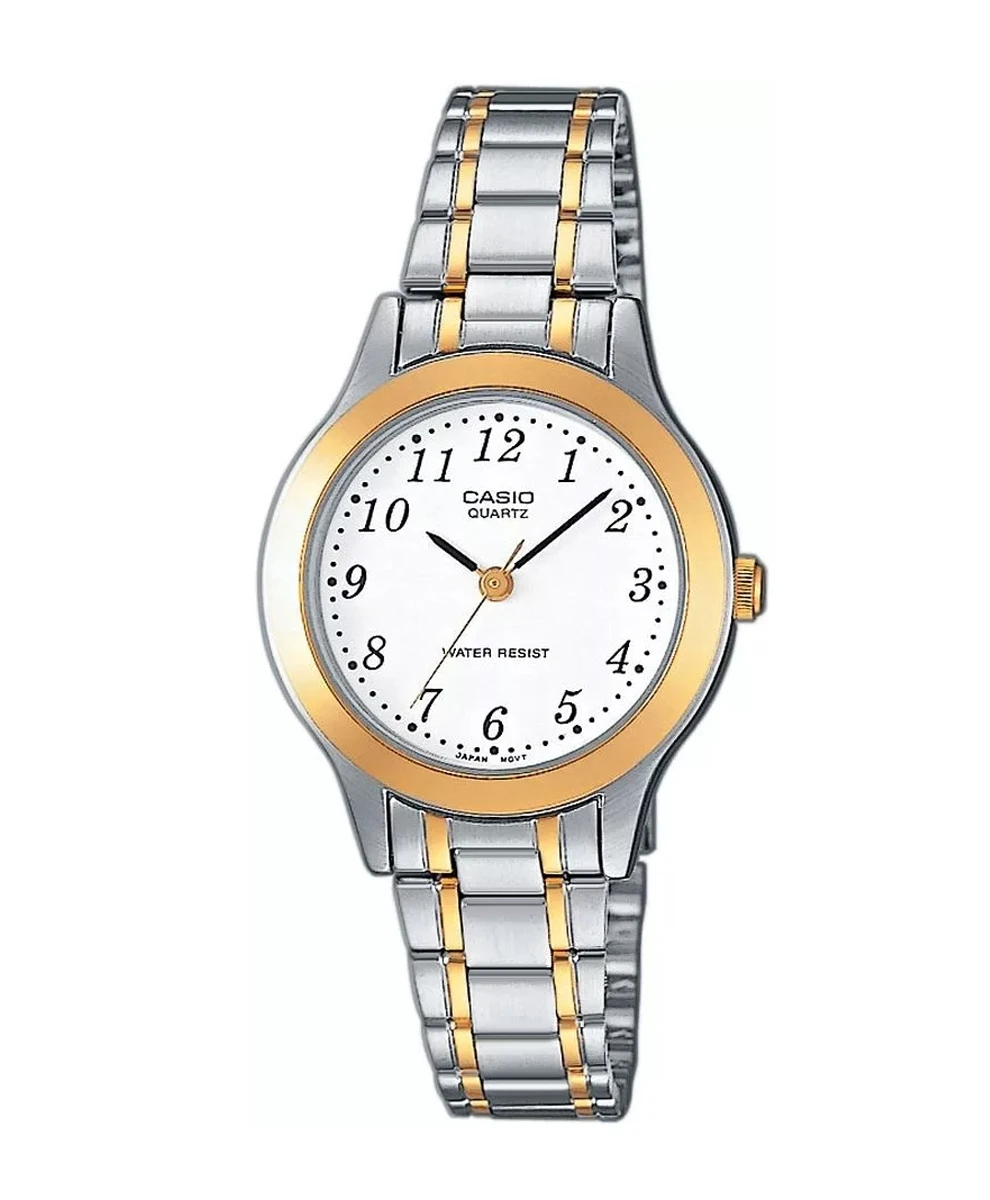 Zegarek damski Casio LTP-1263PG-7BEG na bransolecie srebrno-złotej, biała tarcza Zegarek damski Casio LTP-1263PG-7BEG na bransolecie srebrno-złotej, biała tarcza