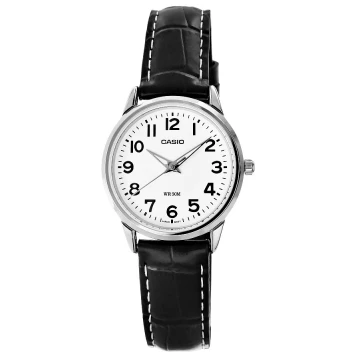 Zegarek damski Casio LTP-1303PL-7BVEF na czarnym pasku, biała tarcza