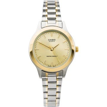 Zegarek damski Casio LTP-1128G-9ARDF na bransolecie srebrno-złotej, złota tarcza