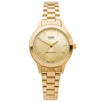 Zegarek damski Casio LTP-1128N-9ARDF na bransolecie złotej, złota tarcza