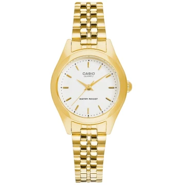Zegarek damski Casio LTP-1129N-7ARDF na bransolecie złotej, biała tarcza Zegarek damski Casio LTP-1129N-7ARDF na bransolecie złotej, biała tarcza