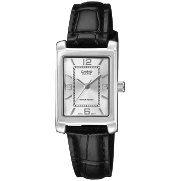 Zegarek damski Casio LTP-1234LL-7ADF na pasku czarnym, srebrna tarcza
