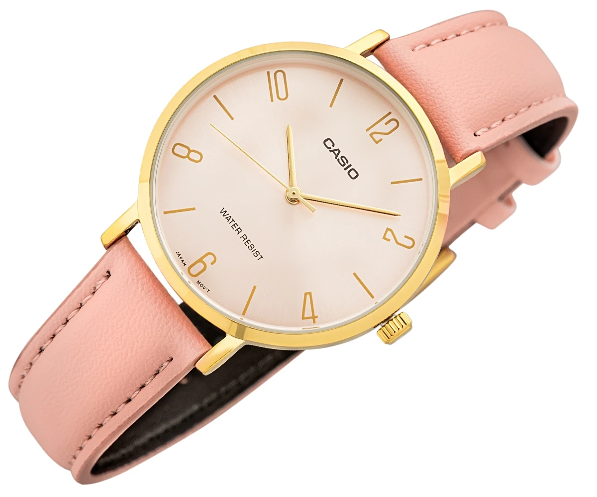 Zegarek damski Casio LTP-VT01GL-4BUDF na różowym pasku, różowa tarcza - zdjęcie 2 Zegarek damski Casio LTP-VT01GL-4BUDF na różowym pasku, różowa tarcza - zdjęcie 2