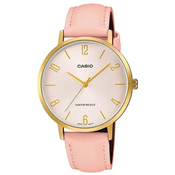 Zegarek damski Casio LTP-VT01GL-4BUDF na różowym pasku, różowa tarcza