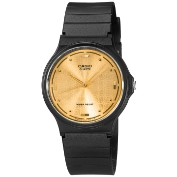 Zegarek damski Casio MQ-76-9ALDF na czarnym pasku, złota tarcza