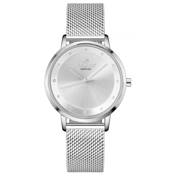 Zegarek damski Giewont GW4130-B1 Sapphire na bransolecie srebrnej, srebrna tarcza