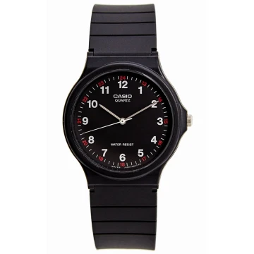 Zegarek uniseks Casio MQ-24-1BLLEG na czarnym pasku, czarna tarcza
