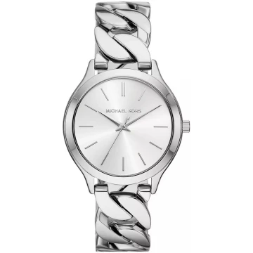 Zegarek damski Michael Kors Slim Runway MK7474 na bransolecie srebrnej, srebrna tarcza