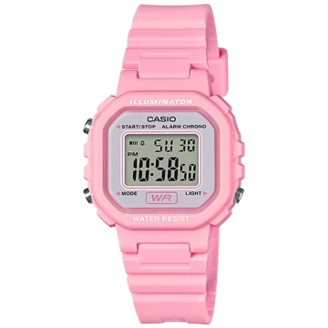 Zegarek damski Casio LA-20WH-4A1EF na pasku różowy, srebrny wyświetlacz