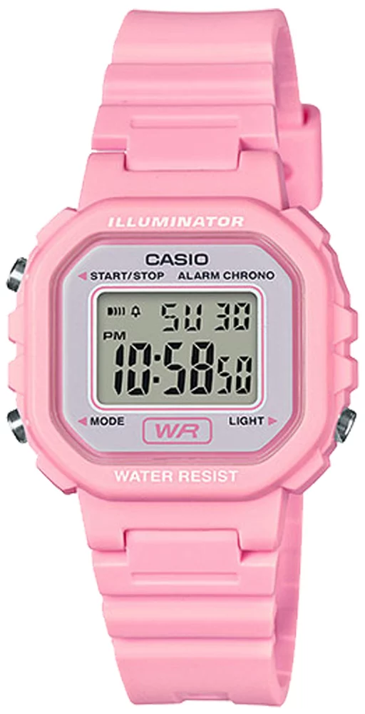 Zegarek damski Casio LA-20WH-4A1EF na pasku różowy, srebrny wyświetlacz Zegarek damski Casio LA-20WH-4A1EF na pasku różowy, srebrny wyświetlacz