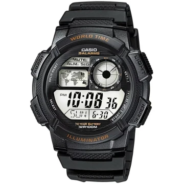 Zegarek męski Casio AE-1000W-1AVEF na czarnym pasku, czarny wyświetlacz