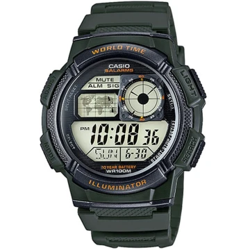 Zegarek męski Casio AE-1000W-3AVDF na zielonym pasku, czarny wyświetlacz