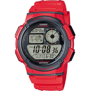 Zegarek męski Casio AE-1000W-4AVDF na czerwonym pasku, czarny wyświetlacz