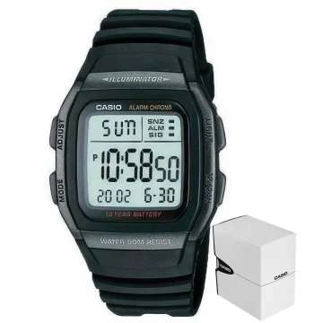Zegarek męski Casio W-96H-1BVDF na czarnym pasku, szary wyświetlacz