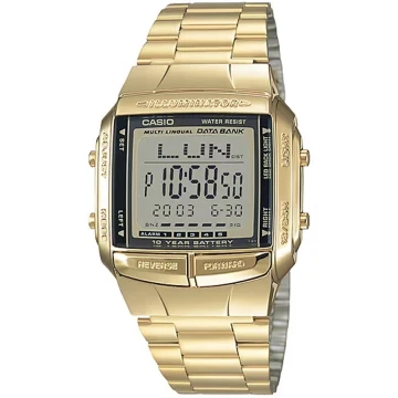 Zegarek męski Casio Vintage DB-360G-9ADF na złotej bransolecie, czarna tarcza