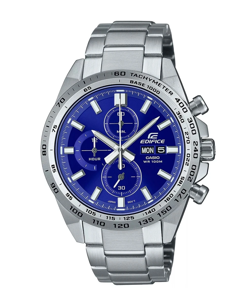 Zegarek męski Casio Edifice EFR-574D-2AVUEF na srebrnej bransolecie, niebieska tarcza Zegarek męski Casio Edifice EFR-574D-2AVUEF na srebrnej bransolecie, niebieska tarcza
