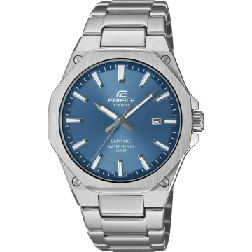 Zegarek męski Casio Edifice EFR-S108D-2AVUEF na bransolecie srebrnej, niebieska tarcza