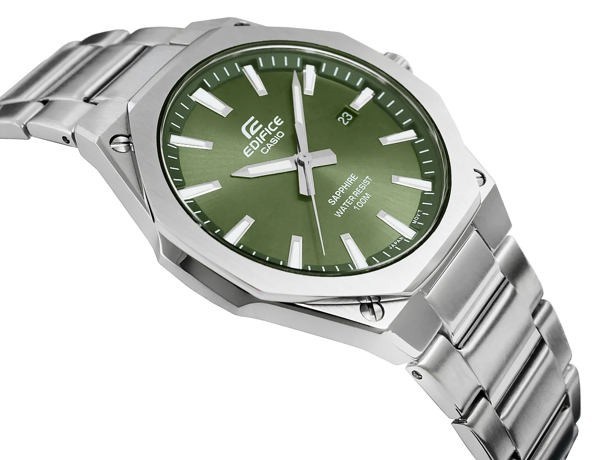 Zegarek męski Casio Edifice EFR-S108D-3AVUEF na bransolecie srebrnej, zielona tarcza - zdjęcie 2 Zegarek męski Casio Edifice EFR-S108D-3AVUEF na bransolecie srebrnej, zielona tarcza - zdjęcie 2