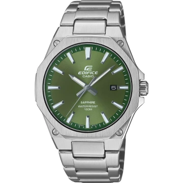 Zegarek męski Casio Edifice EFR-S108D-3AVUEF na bransolecie srebrnej, zielona tarcza