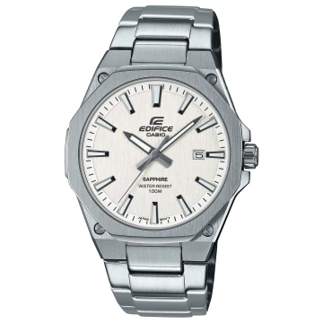 Zegarek męski Casio Edifice EFR-S108D-7AVUEF na bransolecie srebrnej, biała tarcza
