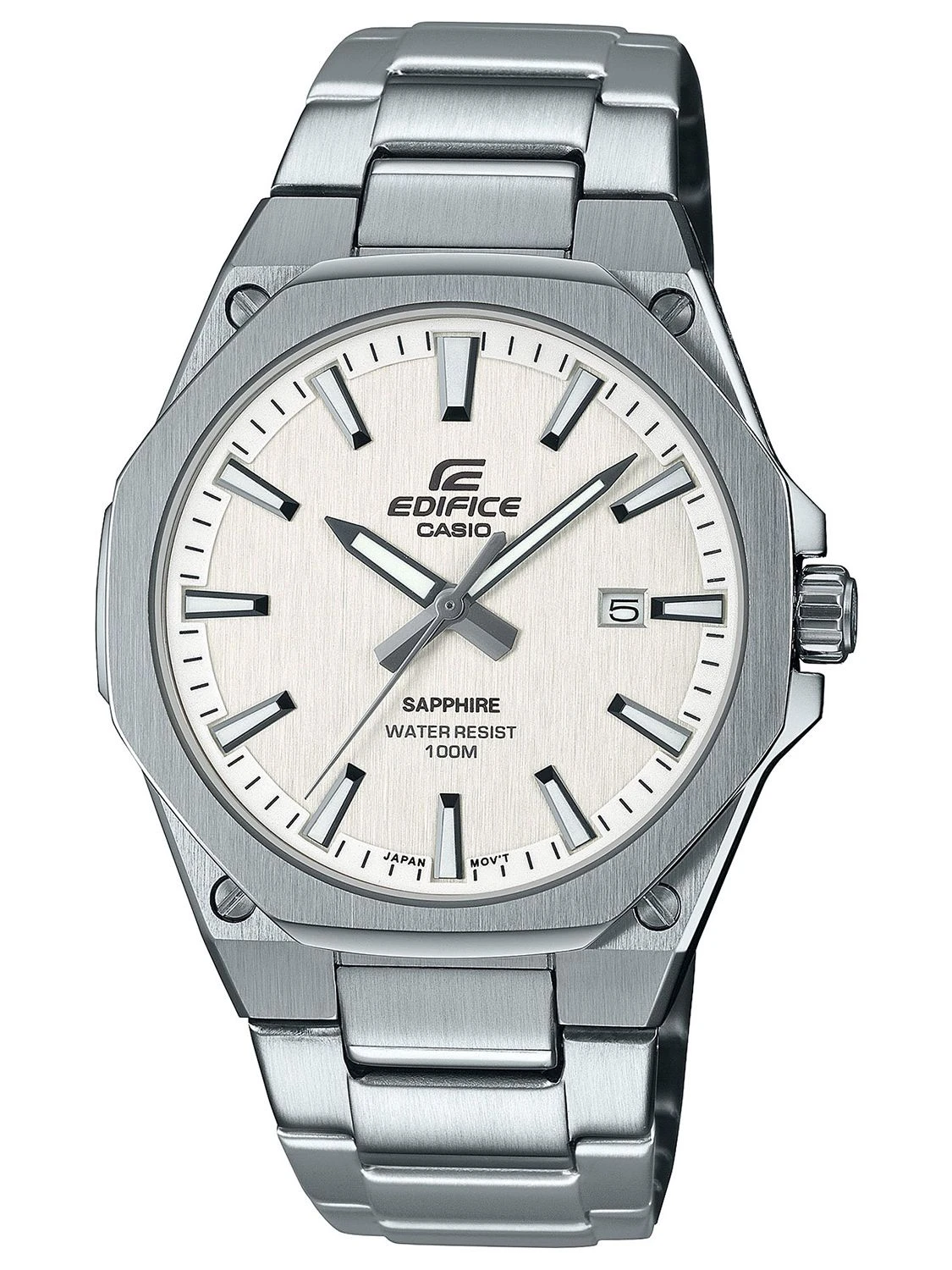 Zegarek męski Casio Edifice EFR-S108D-7AVUEF na bransolecie srebrnej, biała tarcza Zegarek męski Casio Edifice EFR-S108D-7AVUEF na bransolecie srebrnej, biała tarcza