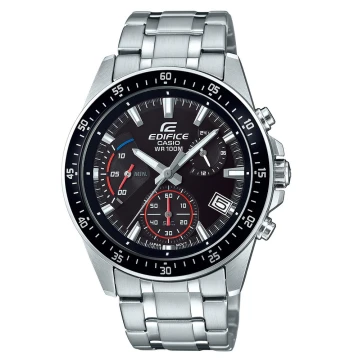 Zegarek męski Casio Edifice EFV-540D-1AVUEF na bransolecie srebrnej, czarna tarcza