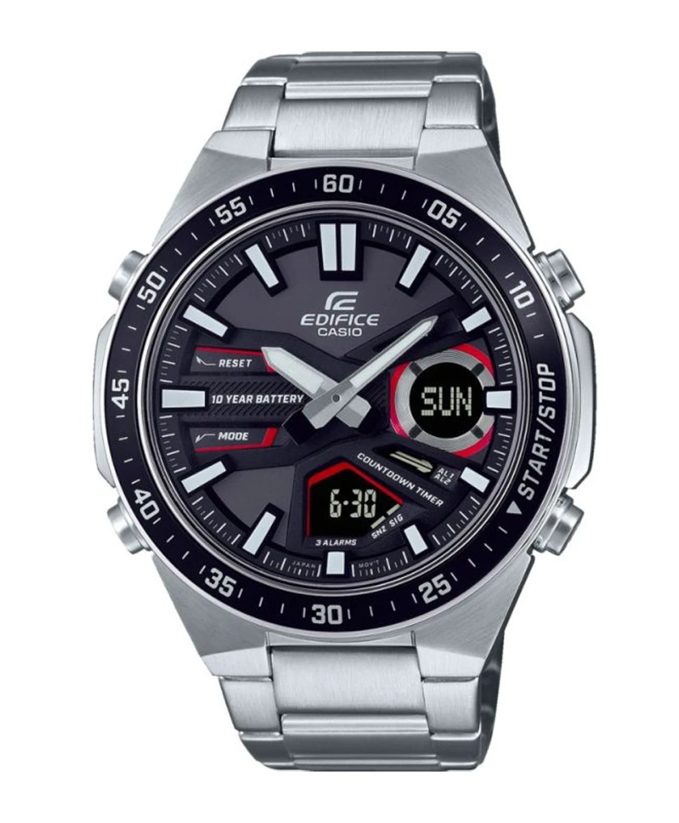 Zegarek męski Casio Edifice EFV-C110D-1A4VEF na bransolecie srebrnej, czarna tarcza Zegarek męski Casio Edifice EFV-C110D-1A4VEF na bransolecie srebrnej, czarna tarcza