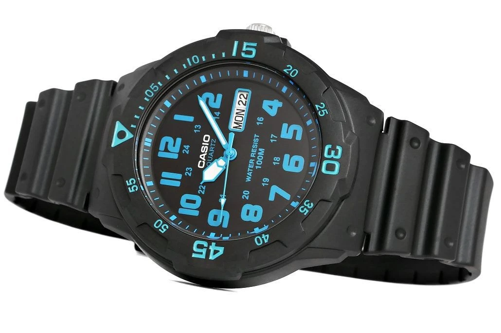 Zegarek męski Casio MRW-200H-2BVDF na czarnym pasku, czarna tarcza - zdjęcie 2 Zegarek męski Casio MRW-200H-2BVDF na czarnym pasku, czarna tarcza - zdjęcie 2